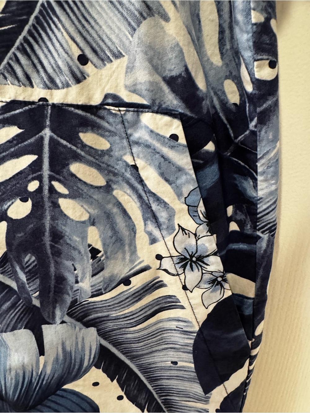 Twinset Milano Blue White Palm Leaf Print Poplin Shirt Mini Dress 46 - Picture 11 of 16